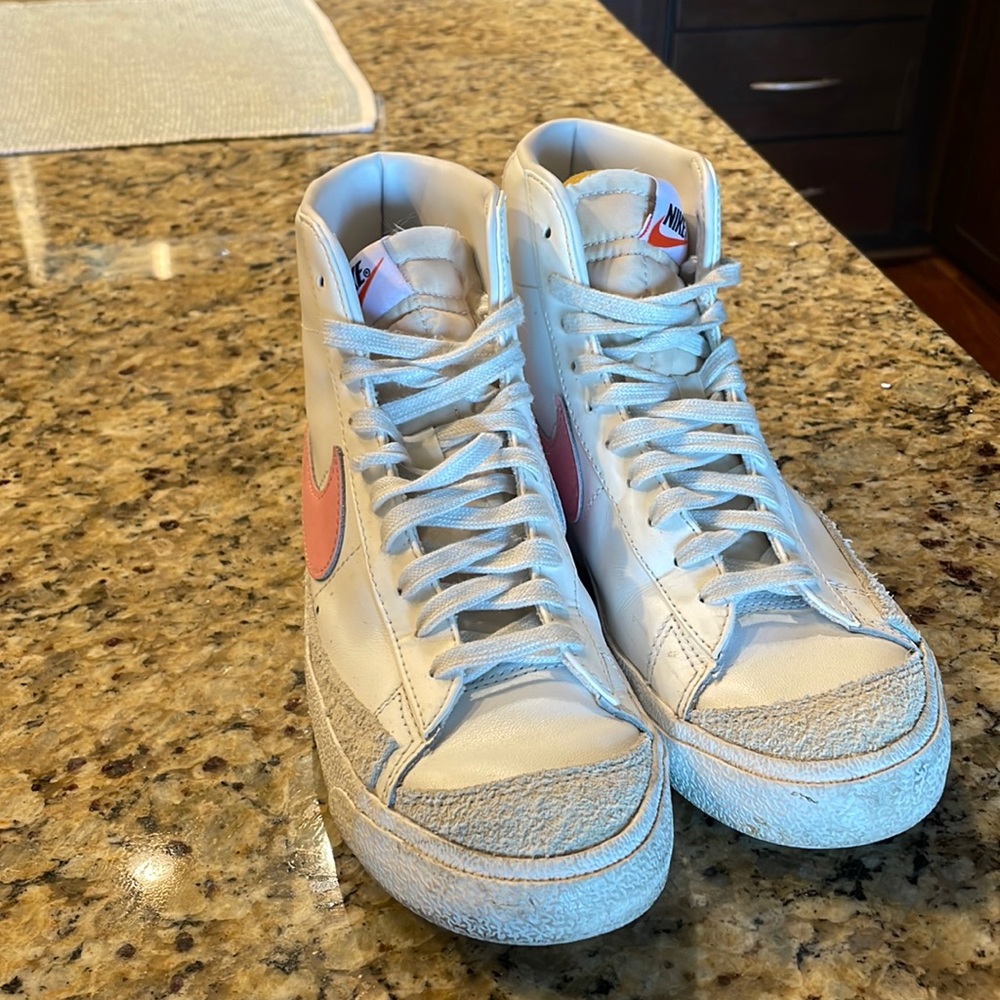 Nike Blazers with pink swoosh